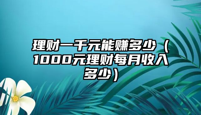 理財(cái)一千元能賺多少（1000元理財(cái)每月收入多少）