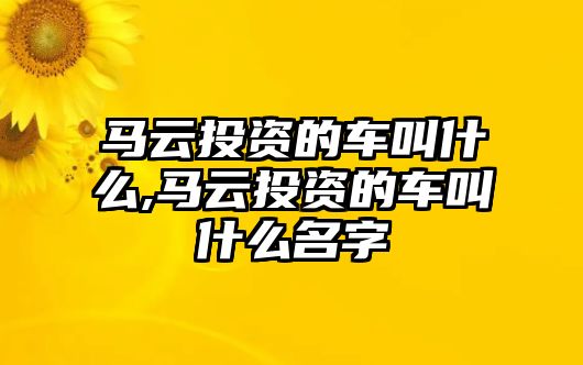 馬云投資的車叫什么,馬云投資的車叫什么名字