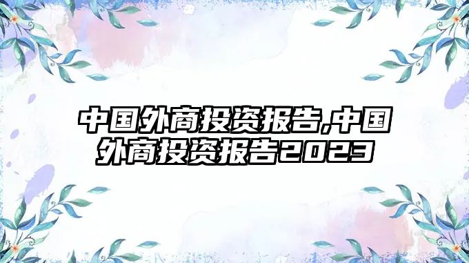 中國(guó)外商投資報(bào)告,中國(guó)外商投資報(bào)告2023