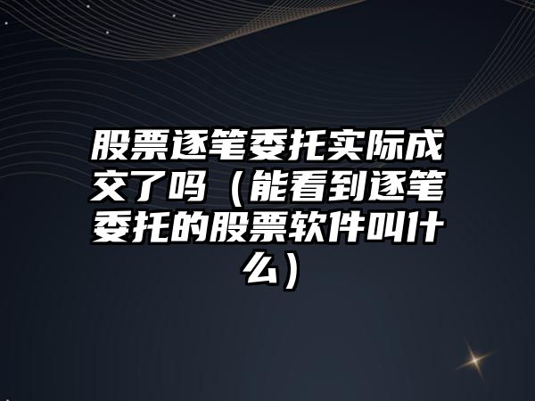 股票逐筆委托實際成交了嗎（能看到逐筆委托的股票軟件叫什么）