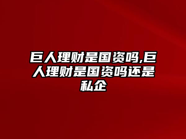 巨人理財是國資嗎,巨人理財是國資嗎還是私企