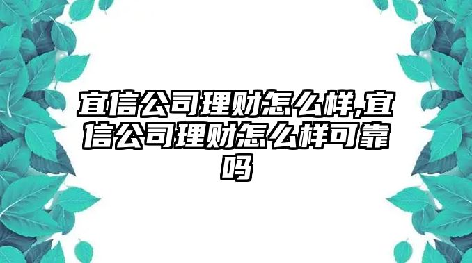 宜信公司理財怎么樣,宜信公司理財怎么樣可靠嗎