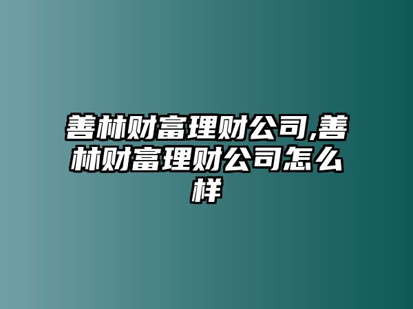 善林財(cái)富理財(cái)公司,善林財(cái)富理財(cái)公司怎么樣