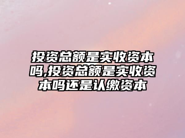 投資總額是實(shí)收資本嗎,投資總額是實(shí)收資本嗎還是認(rèn)繳資本