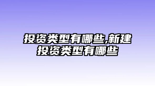 投資類型有哪些,新建投資類型有哪些