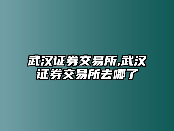 武漢證券交易所,武漢證券交易所去哪了