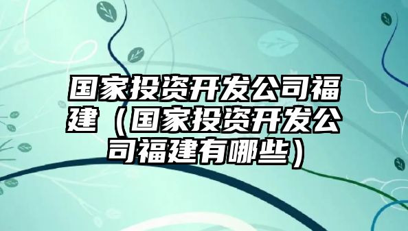 國家投資開發(fā)公司福建（國家投資開發(fā)公司福建有哪些）