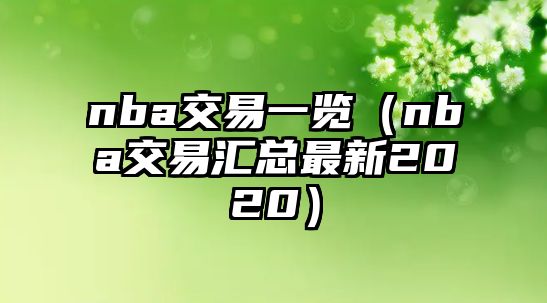 nba交易一覽（nba交易匯總最新2020）