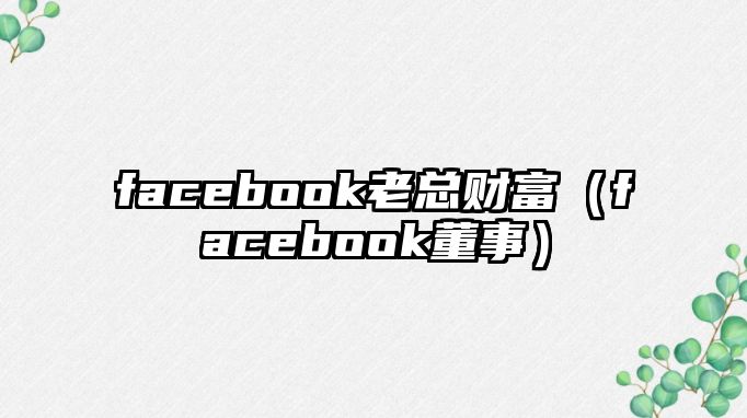 facebook老總財富（facebook董事）