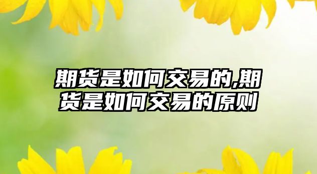 期貨是如何交易的,期貨是如何交易的原則