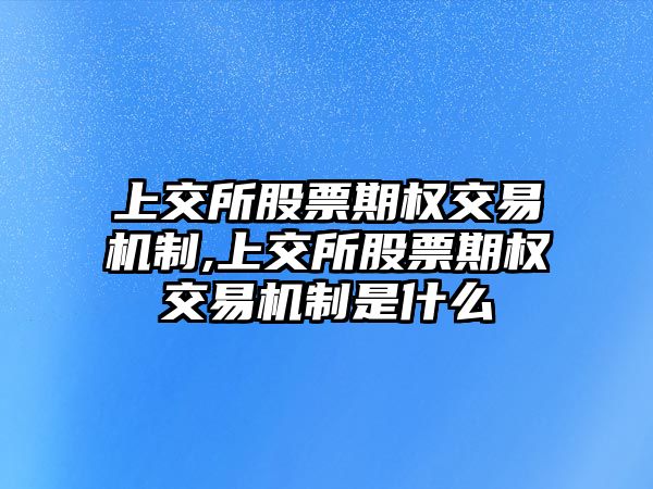 上交所股票期權(quán)交易機(jī)制,上交所股票期權(quán)交易機(jī)制是什么