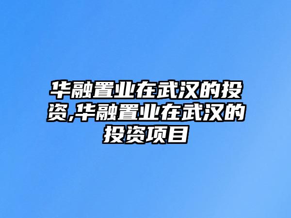 華融置業(yè)在武漢的投資,華融置業(yè)在武漢的投資項目