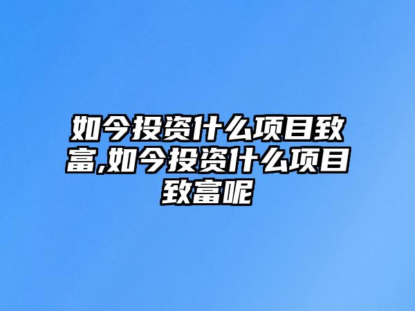 如今投資什么項目致富,如今投資什么項目致富呢