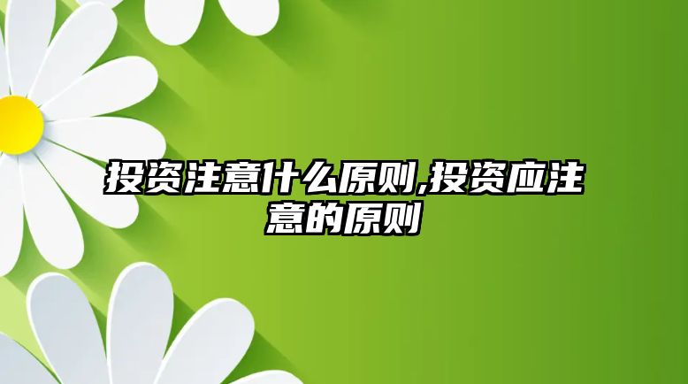 投資注意什么原則,投資應(yīng)注意的原則