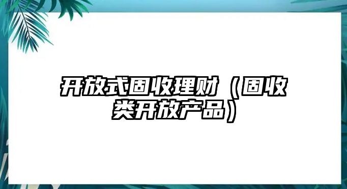 開放式固收理財（固收類開放產品）