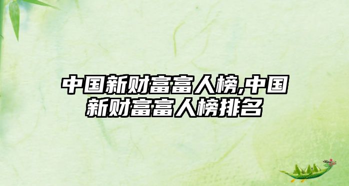 中國新財富富人榜,中國新財富富人榜排名