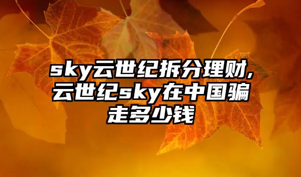 sky云世紀拆分理財,云世紀sky在中國騙走多少錢