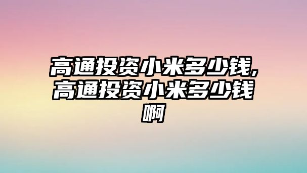 高通投資小米多少錢(qián),高通投資小米多少錢(qián)啊