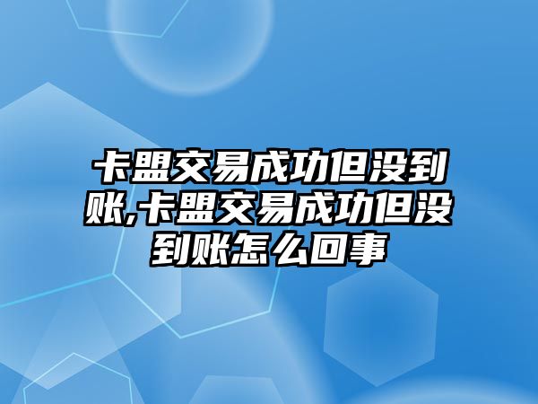 卡盟交易成功但沒到賬,卡盟交易成功但沒到賬怎么回事