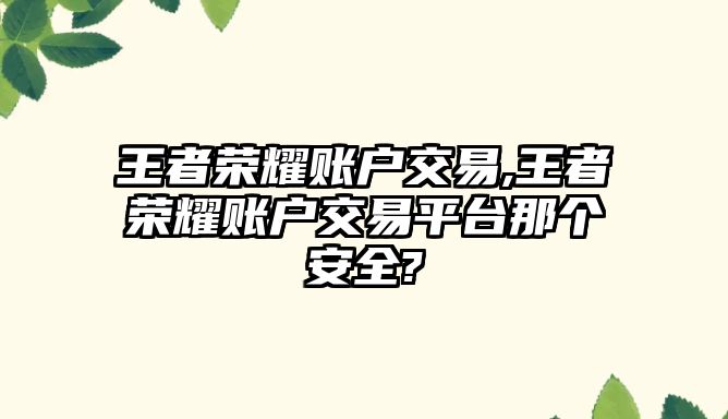 王者榮耀賬戶交易,王者榮耀賬戶交易平臺那個安全?