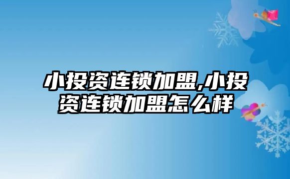 小投資連鎖加盟,小投資連鎖加盟怎么樣