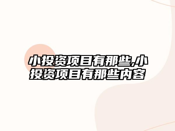 小投資項目有那些,小投資項目有那些內(nèi)容