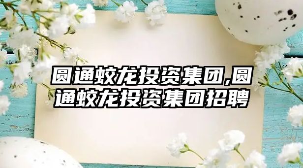 圓通蛟龍投資集團(tuán),圓通蛟龍投資集團(tuán)招聘