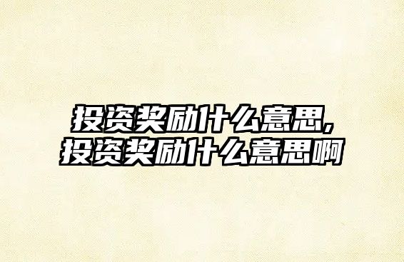 投資獎勵什么意思,投資獎勵什么意思啊