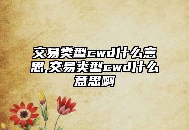 交易類型cwd什么意思,交易類型cwd什么意思啊