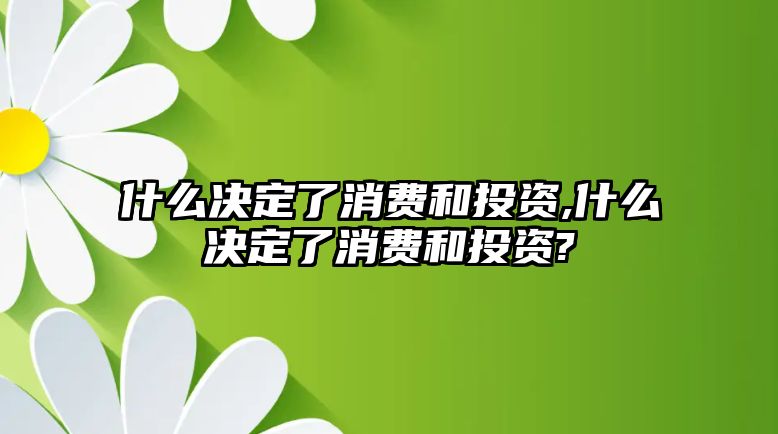 什么決定了消費和投資,什么決定了消費和投資?