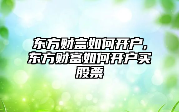 東方財富如何開戶,東方財富如何開戶買股票