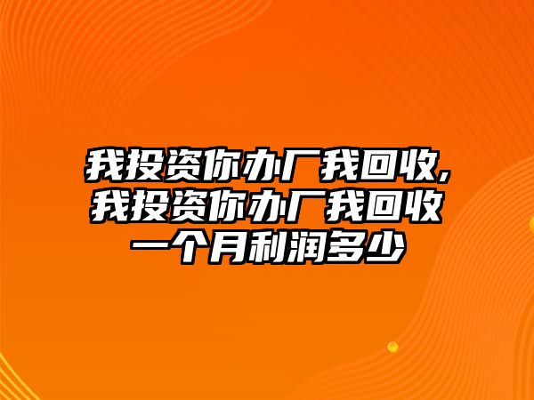 我投資你辦廠我回收,我投資你辦廠我回收一個(gè)月利潤(rùn)多少