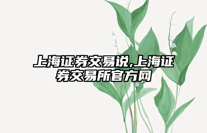 上海證券交易說,上海證券交易所官方網(wǎng)