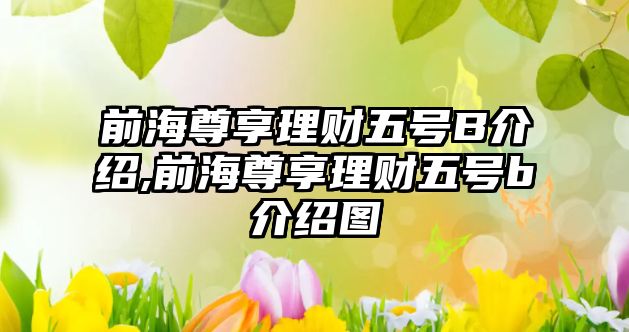 前海尊享理財五號B介紹,前海尊享理財五號b介紹圖