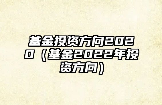 基金投資方向2020（基金2022年投資方向）