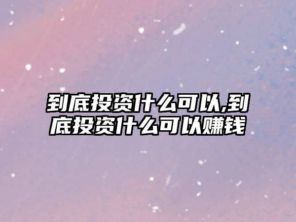 到底投資什么可以,到底投資什么可以賺錢