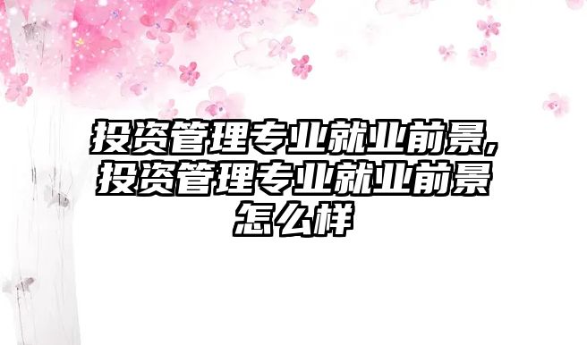 投資管理專業(yè)就業(yè)前景,投資管理專業(yè)就業(yè)前景怎么樣