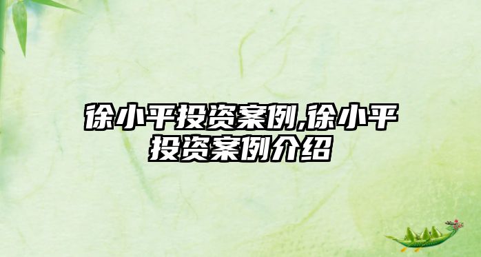 徐小平投資案例,徐小平投資案例介紹