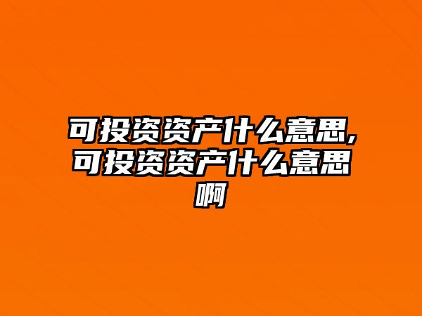 可投資資產(chǎn)什么意思,可投資資產(chǎn)什么意思啊