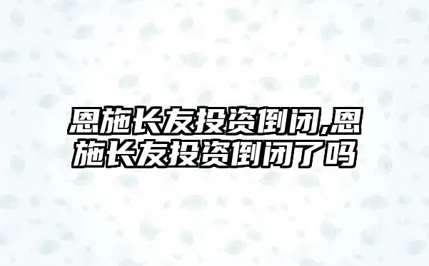 恩施長友投資倒閉,恩施長友投資倒閉了嗎