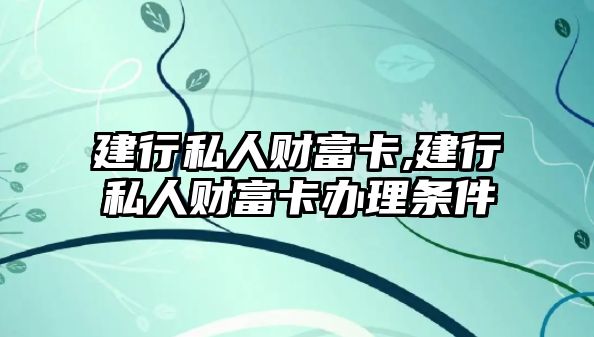 建行私人財(cái)富卡,建行私人財(cái)富卡辦理?xiàng)l件