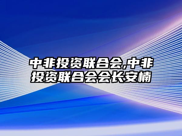 中非投資聯(lián)合會,中非投資聯(lián)合會會長安楠