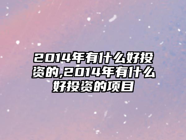 2014年有什么好投資的,2014年有什么好投資的項(xiàng)目