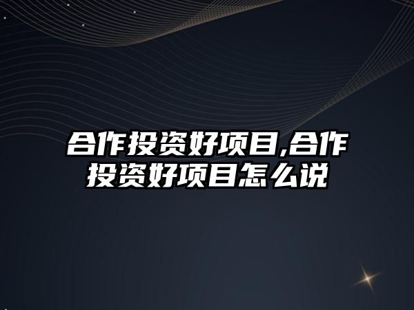 合作投資好項目,合作投資好項目怎么說