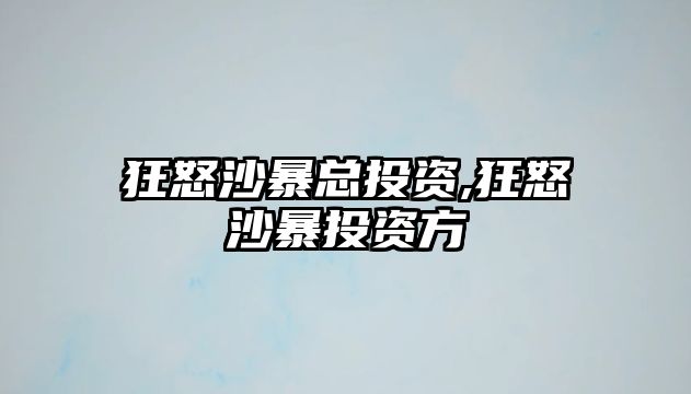 狂怒沙暴總投資,狂怒沙暴投資方