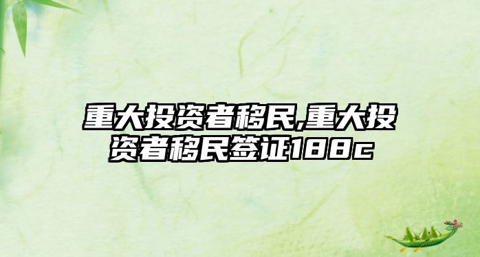 重大投資者移民,重大投資者移民簽證188c