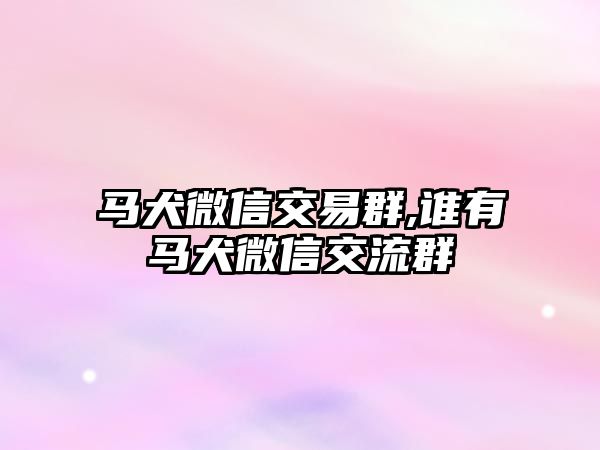 馬犬微信交易群,誰有馬犬微信交流群