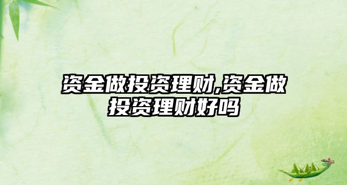 資金做投資理財(cái),資金做投資理財(cái)好嗎