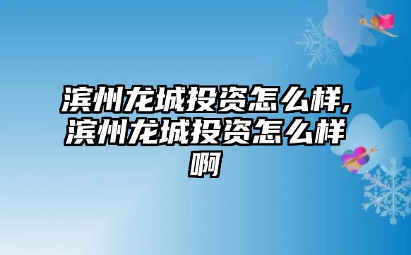 濱州龍城投資怎么樣,濱州龍城投資怎么樣啊