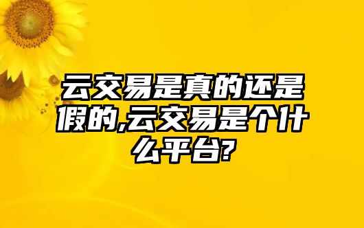 云交易是真的還是假的,云交易是個什么平臺?